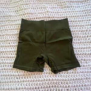 Olive Green Women's High-Waisted Shorts